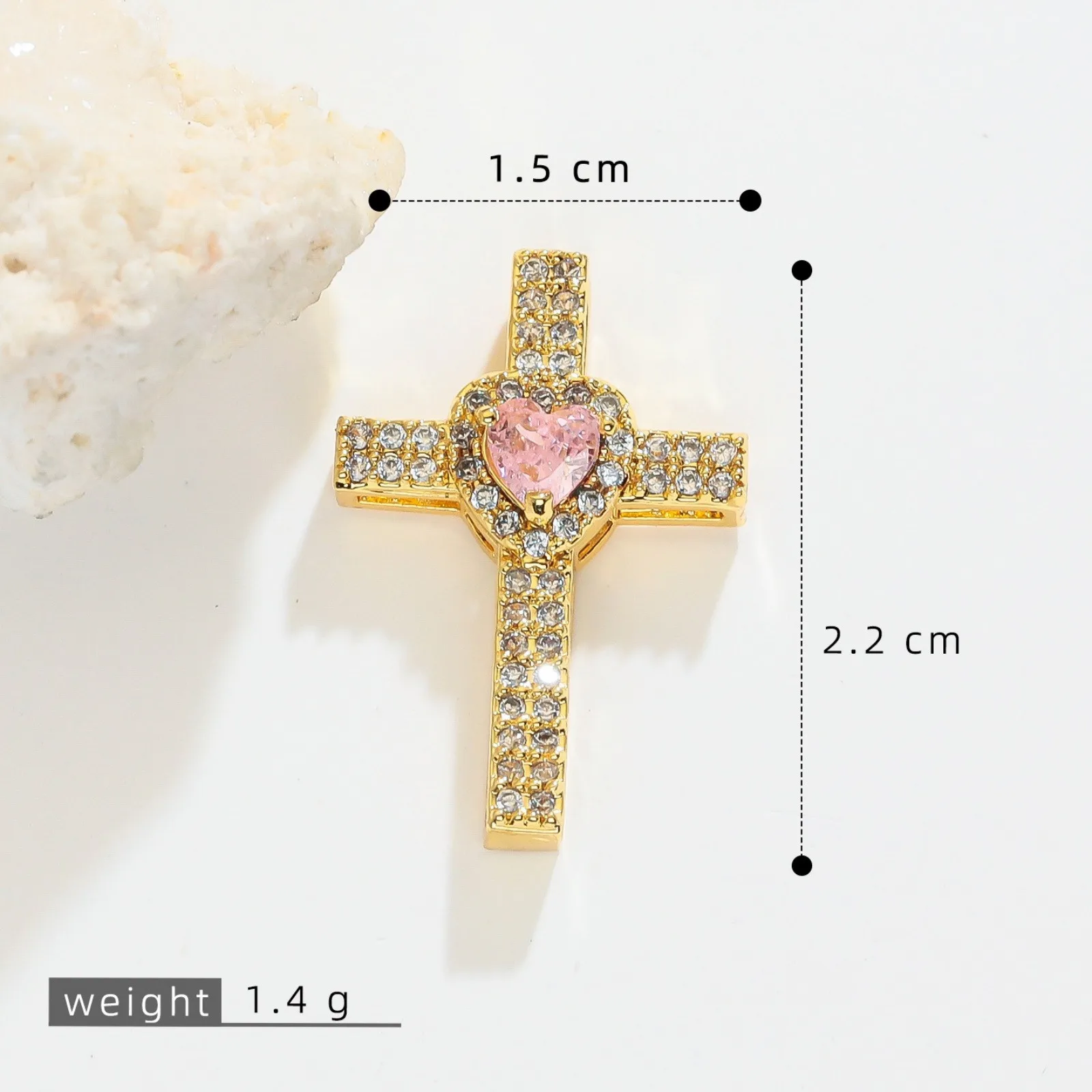 1 Stück Messing-Kreuzanhänger, 18K vergoldet, für DIY-Halsketten, Armbänder, Schmuckherstellung, Großhandel – Detail 4