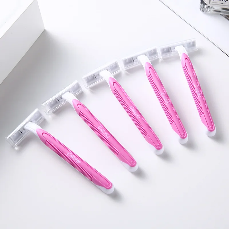 Disposable Female Shaver with 3-Layer Stainless Steel Blade for Armpit Leg Pubic Hair Removal Skin Friendly Lightweight Design