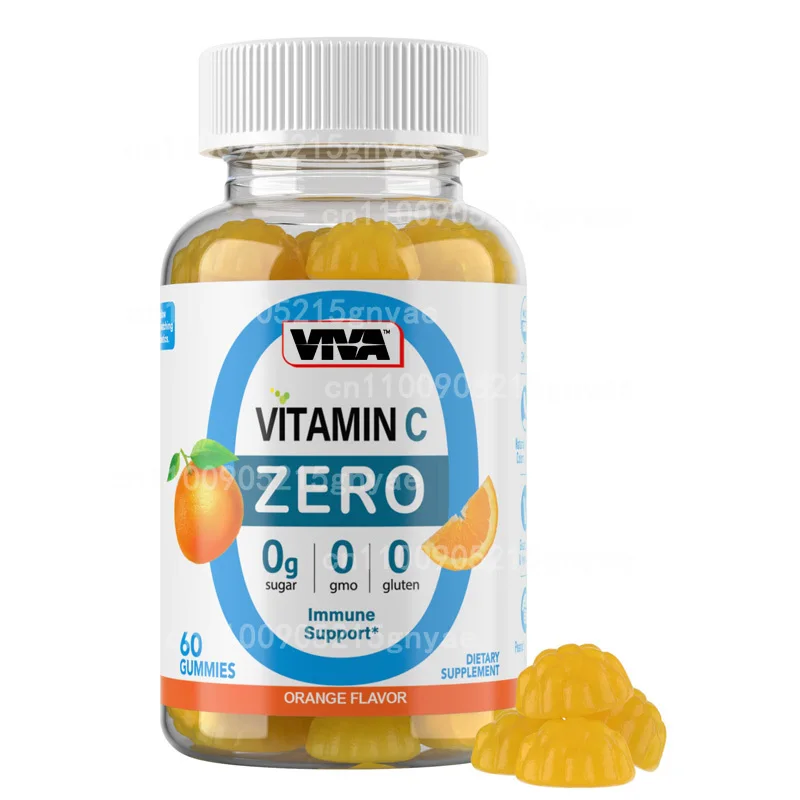 

Vitamin C Orange Gummies - Immune System Enhancer, Non GMO, Vegetarian and Natural Orange Flavor, 60 Capsules
