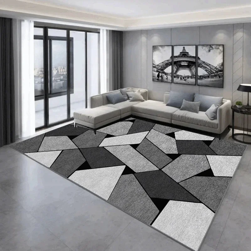 VIKAMA Scandinavian Geometric Modern Crystal Pile Sofa Bathroom Bedside Back Dirty Resistant Anti-Slip Machine Washable Rugs