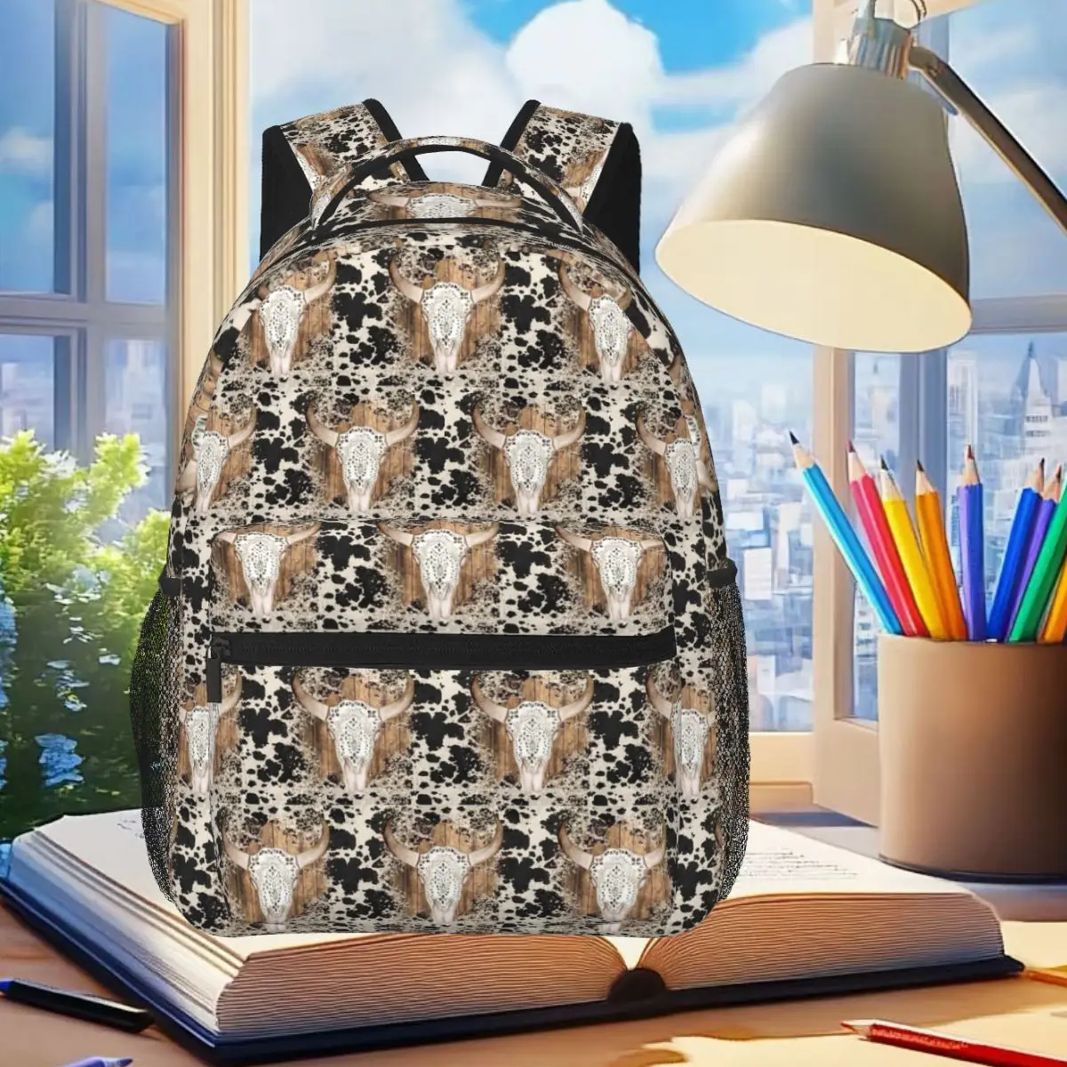 

Cows, Lace, And Bulls Backpack Student Boys Girls BookBag Kids School Bag Computer Shoulder Bags for Men Women