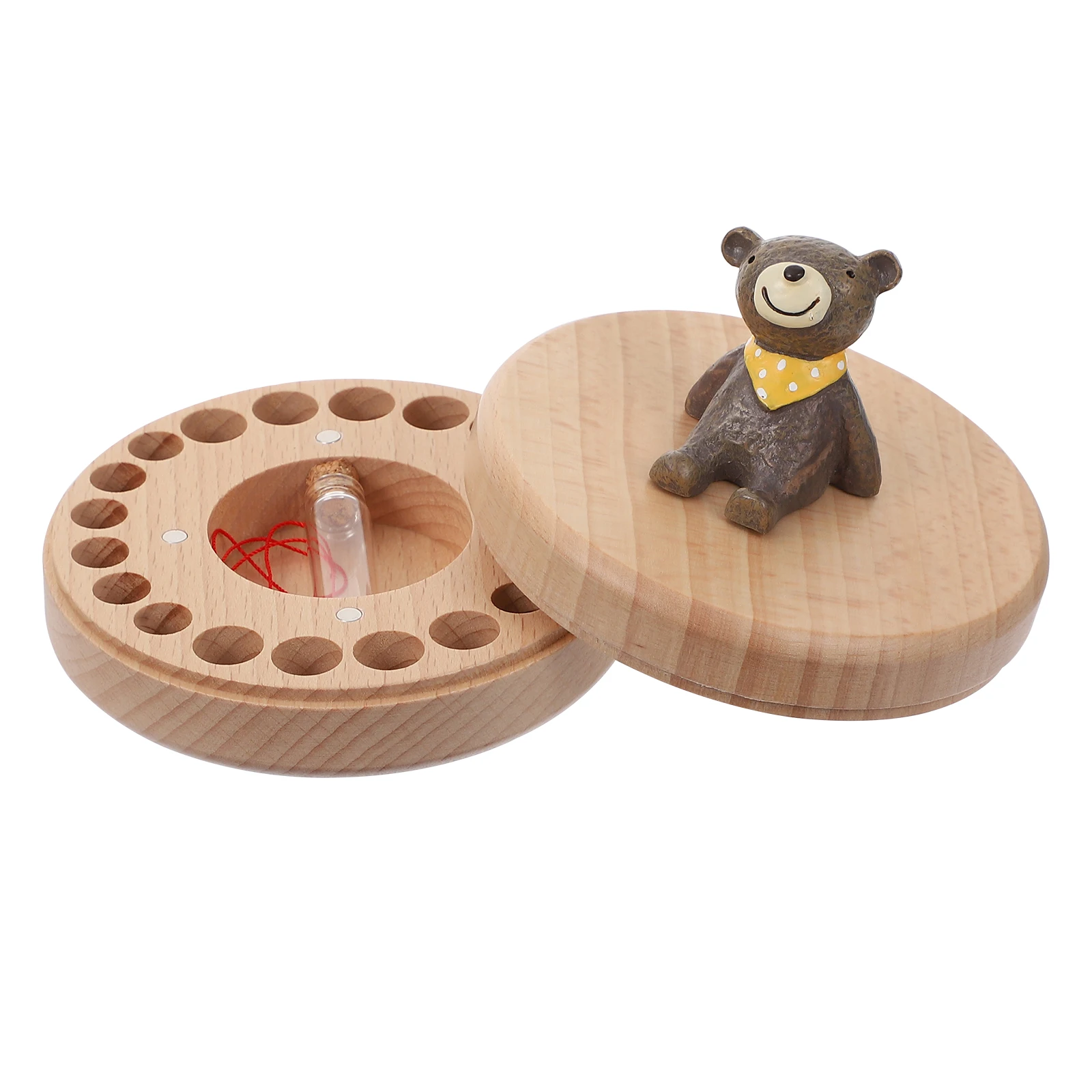 صندوق أسنان الطفل الخشبي، علبة تذكارية للرضع لتخزين الأسنان، شعر لانوغو، هدية لطيفة لتخزين استحمام الطفل #5