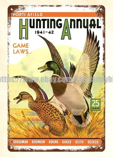 1941 Sports Afield Ducks hunting metal tin sign home decor accessories sign