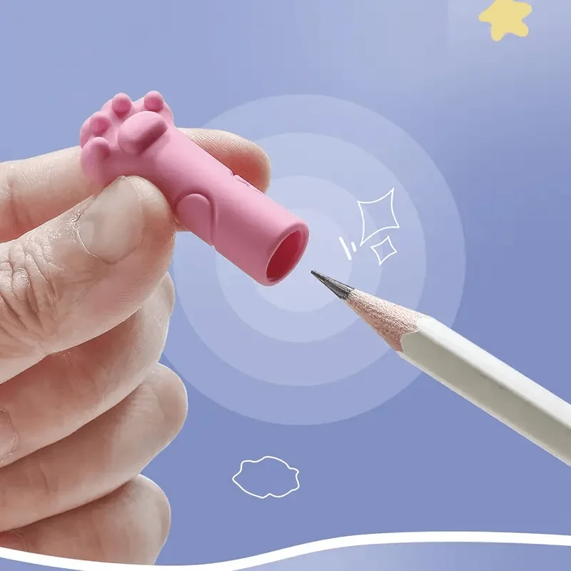 10pcs Random Cat Paw Erasers with Pencil Caps, PP Material School Office Stationery for Students