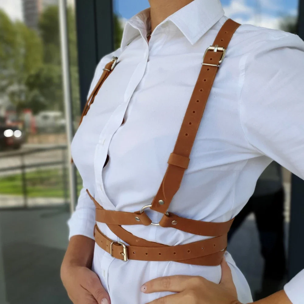 نساء موضة تسخير حزام ملابس داخلية نسائية من الجلد تسخير مشد الحمالات للنساء القوطية الوثن الملابس تسخير النساء الملحقات #1