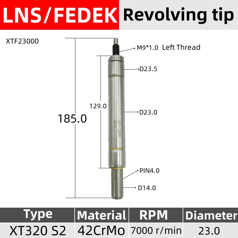 LNS XTF23000 New Style Revolving tip rotary joint M9*1.0 Left Thread XT320 S2  Fedek  Automatic Bar Feeder Parts