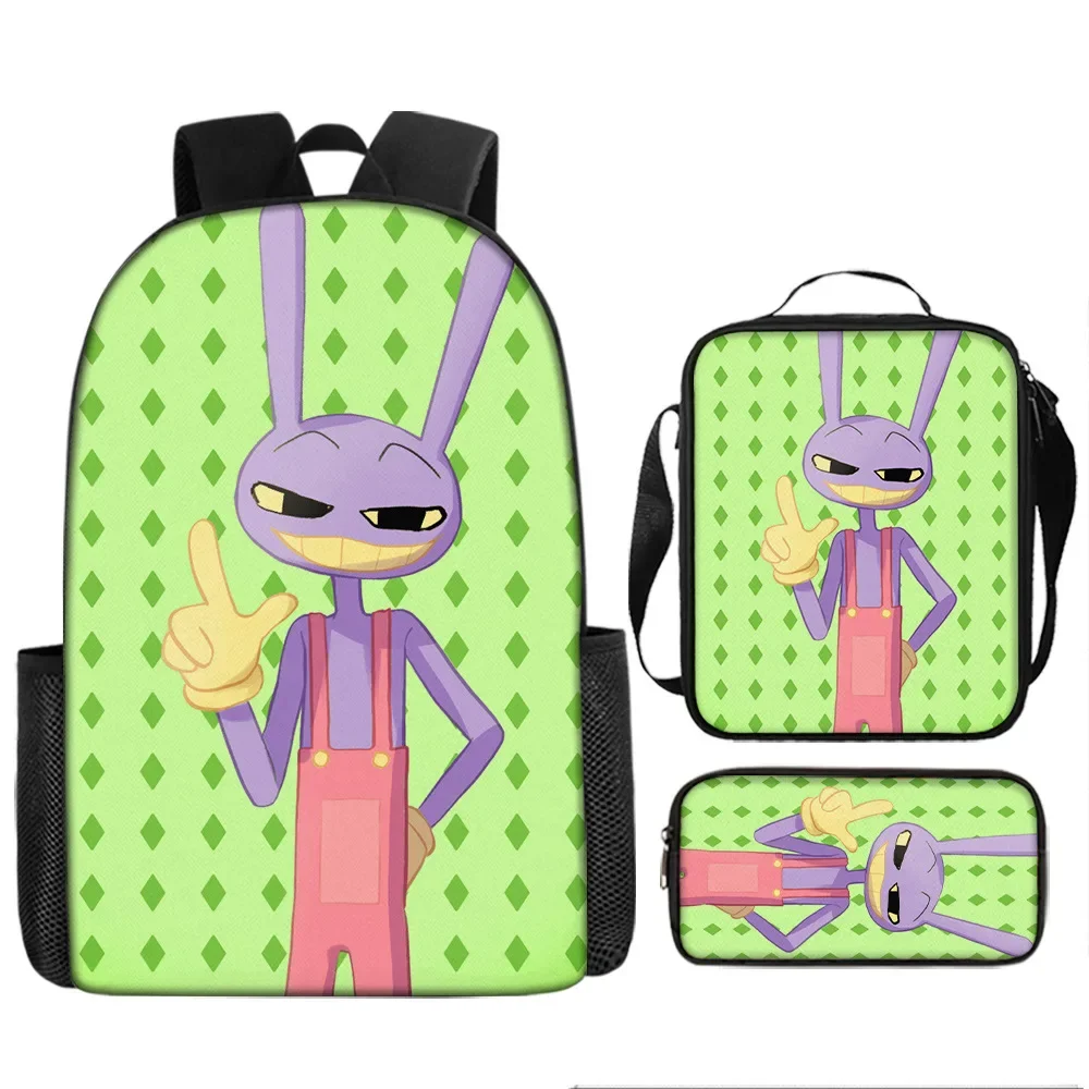 Mochila e Pen Bag Set para crianças, Anime The Amazing Digital Circus Backpack, mochila de viagem, sacos de meninas, 3pcs