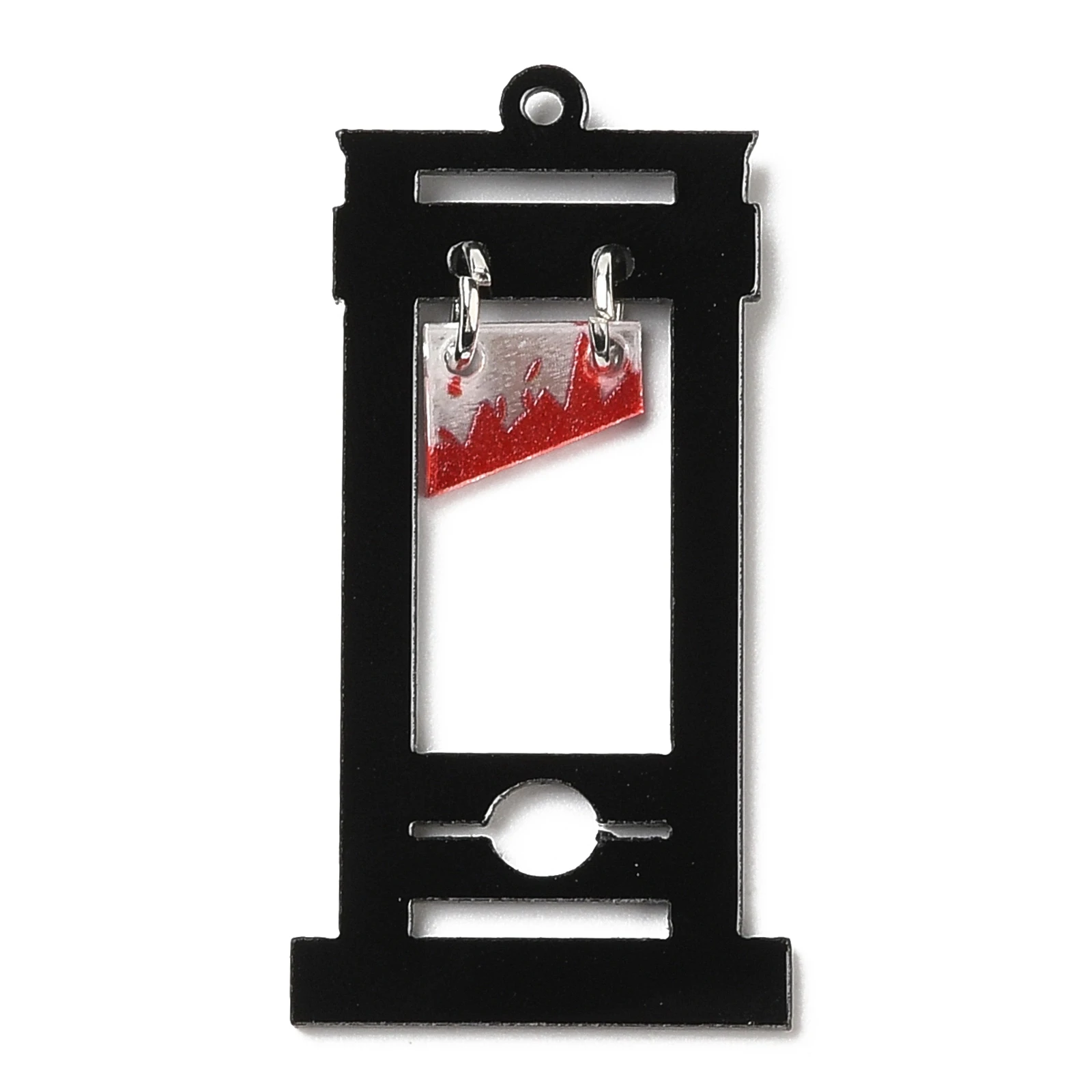 

2pcs Halloween Acrylic Pendants Imitation Blood Guillotine Knife Shape Charms Horror Gothic Party Jewelry Making 45x23x1.5mm