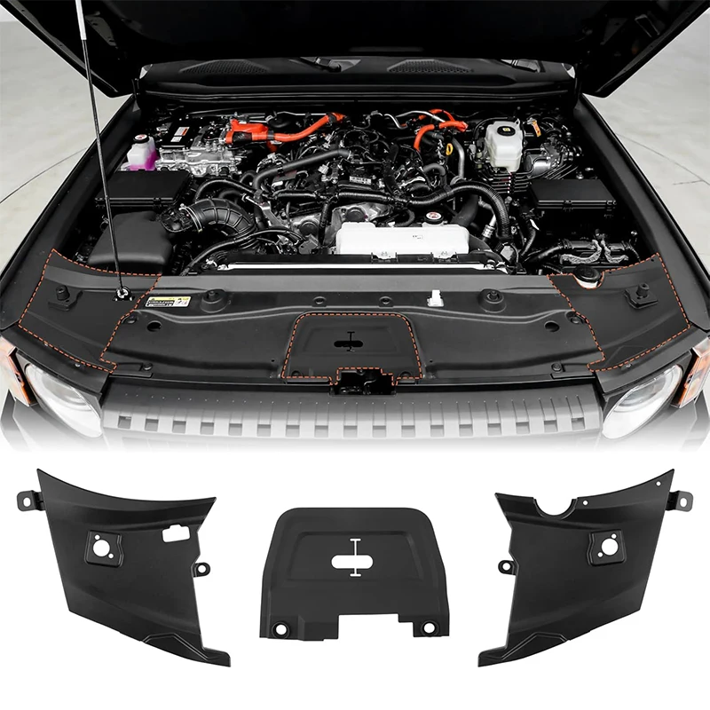 

For Toyota Land Cruiser Prado LC250 2024 2025 2026 3PCS Engine Compartment Side Cover Plates and Hood Lock Cover Accessories