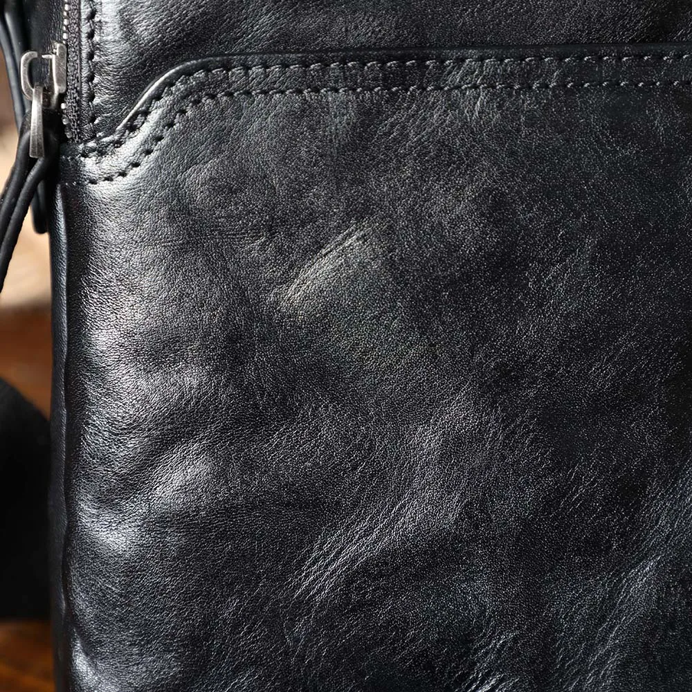 S.WORKER Vintage Vollnarbenleder Herren-Umhängetasche Echtleder Crossbody-Tasche Handgefertigte Leder-Messenger-Tasche für Männer – Detail 10