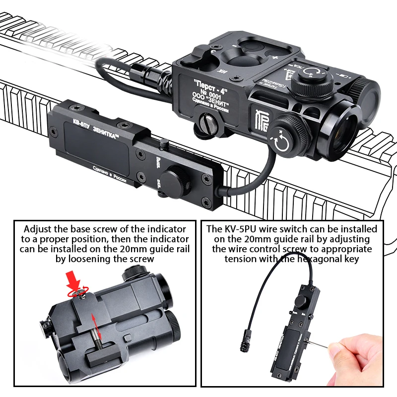 Zentico Airsoft Tactical All Metal perst-4 Red Green Blue Dot IR Light Strobe Indicator Zero Target Brightness adjust Laser