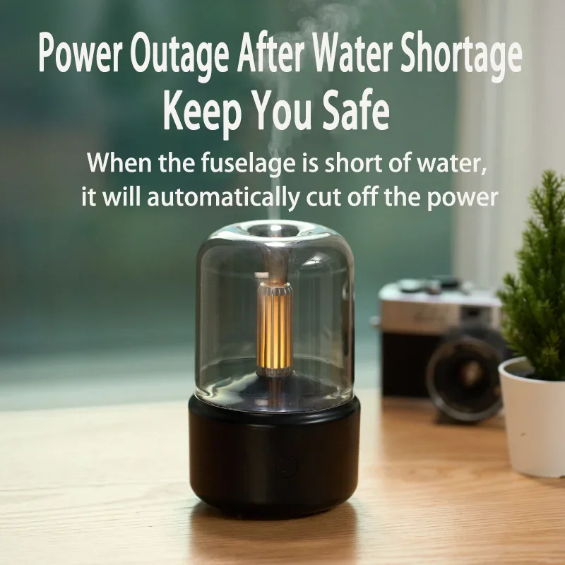 Candlelight Air Humidifier With LED Night Lights Portable 120ml Electric USB Mist Maker Ultrasonic Difusor Home Bedroom Dorm Car