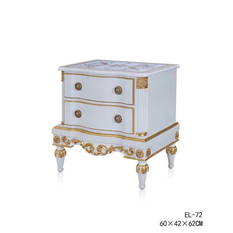 French neoclassical birch carving small storage cabinet art veneer parquet bedroom bedside table
