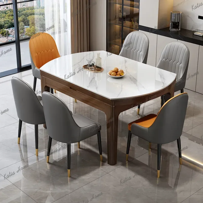 LSFolding Wooden Dining Tables Square Extendables Round Restaurant Dining Tables Modern Luxury Nordic Mesas De Comedor Furniture