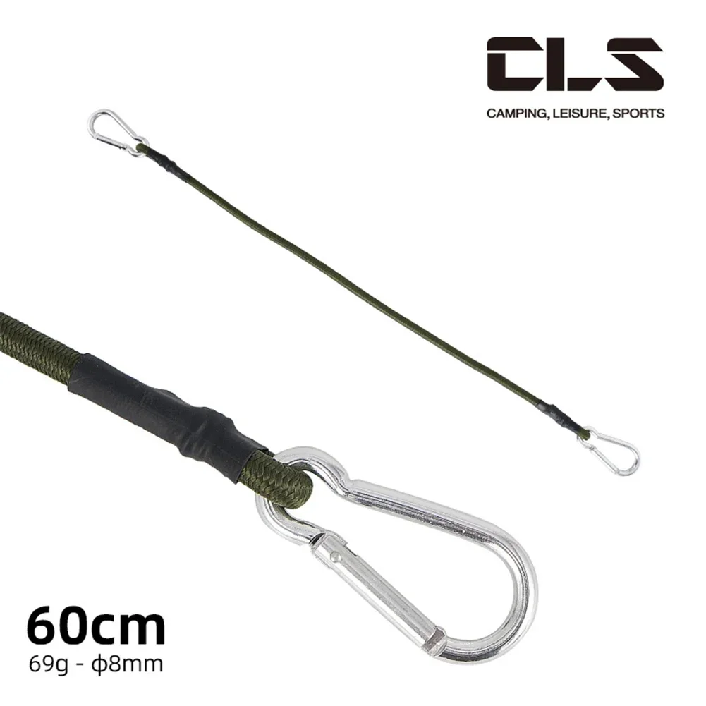 30/60/90/120cm Carabiner Bungee Cords Karabiner Hook Cables Strap Bungie Elastic Rubber Material Aluminum Alloy Cord