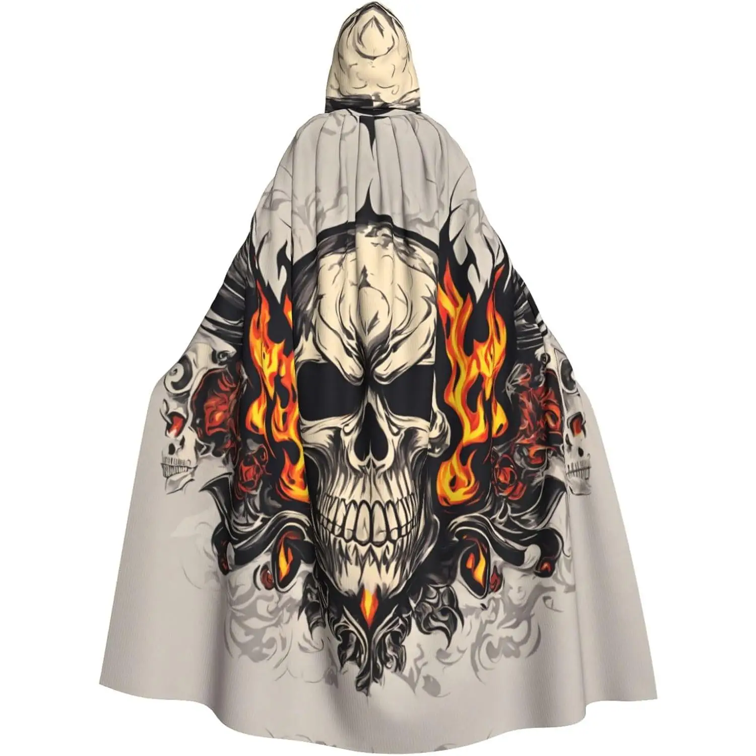 

fire Skull Printing Halloween Adult Hooded Cloak for Parties and Costume Events Hoodie Blanket for Travel Office Sofa