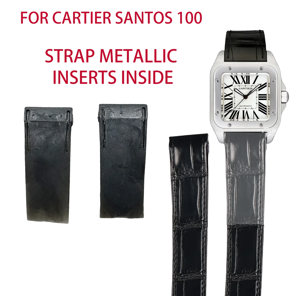 

For Cartier santos 100 watch strap accessories parts inserted with plastic connection for cartier santos 100