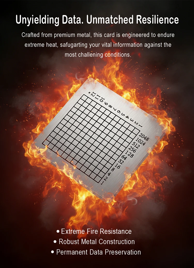 Metal backup mnemonic seed phrase - for cold wallet encryption, BIP39 recovery words securely stored as dot matrix image