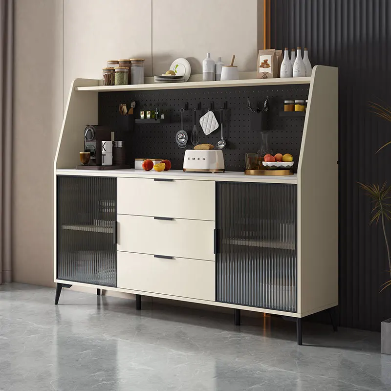 

Обеденный боковой шкаф из цельного дерева, интегрированный у стены, доска с высокими отверстиями, современный простой чайный шкаф можно превратить в