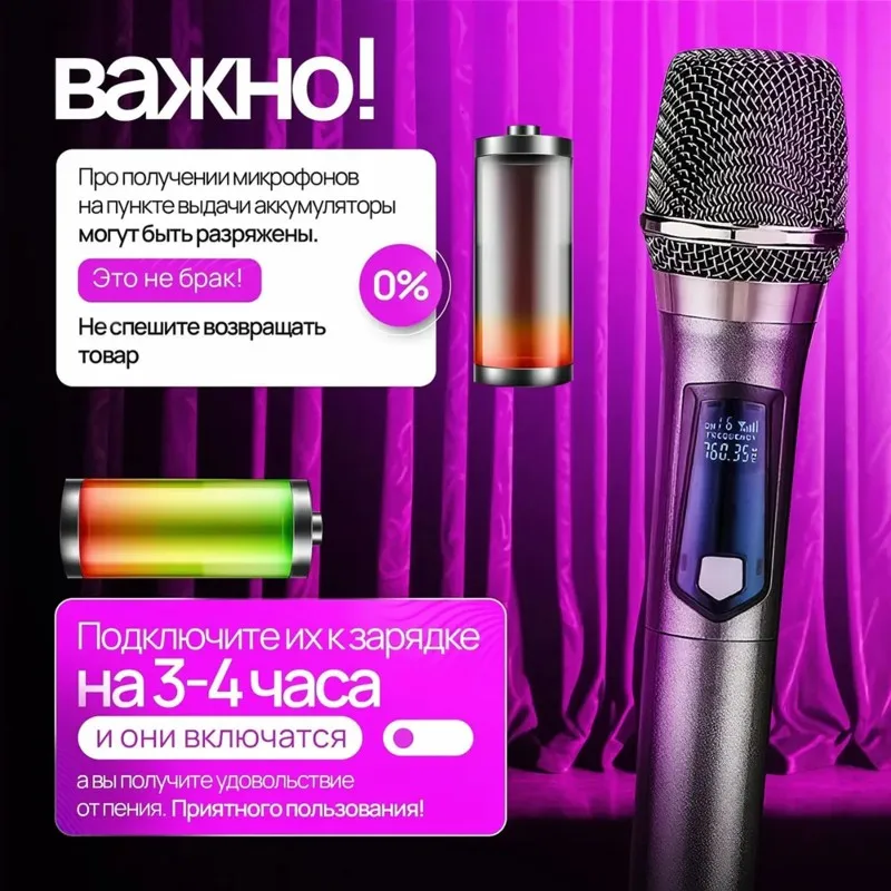 

ABDE-Ideal For Musicians - Серый динамический микрофон для живого вокала, 2.4G, беспроводной, с двумя микрофонами, адаптеры 3.5 мм/6.3 мм