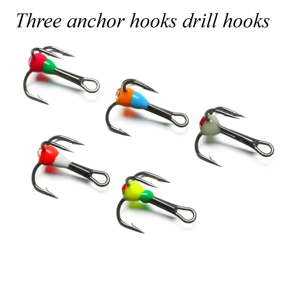 

5pcs Hot 8# 10# 12# 14# Sinking Bait Three-jaw Hook Tackle Tools Ice Fishing Hooks Carbon Steel
