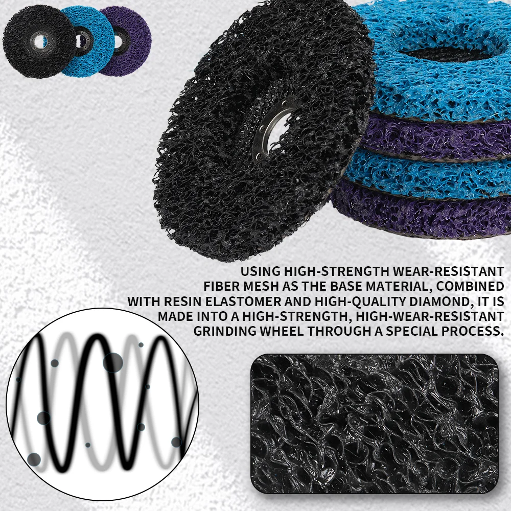 3pcs 100/115/125mm Coral Disc Poly Strip Disc Abrasive Wheel  Polishing Strip Disc Paint Rust Remover Clean For Angle Grinder