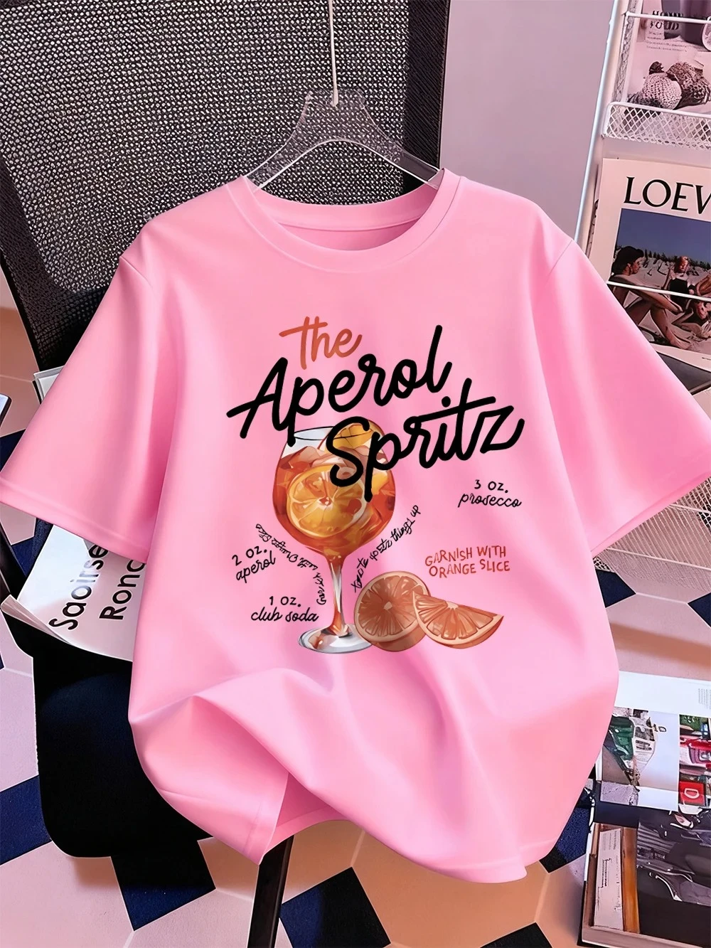 Aperol Spritz Lemon Drink Printed Women's T-shirt Summer Short Sleeve Tops Comfortable Loose O-Neck T Shirt Sporty Clothes