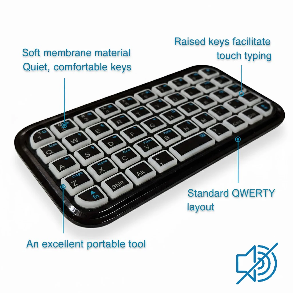 Wireless Dual-mode Bluetooth 5.0 Keyboard Rechargeable Type-C Port Travel Size Keypad 49 Keys Keyboard for Tablets Smartphone