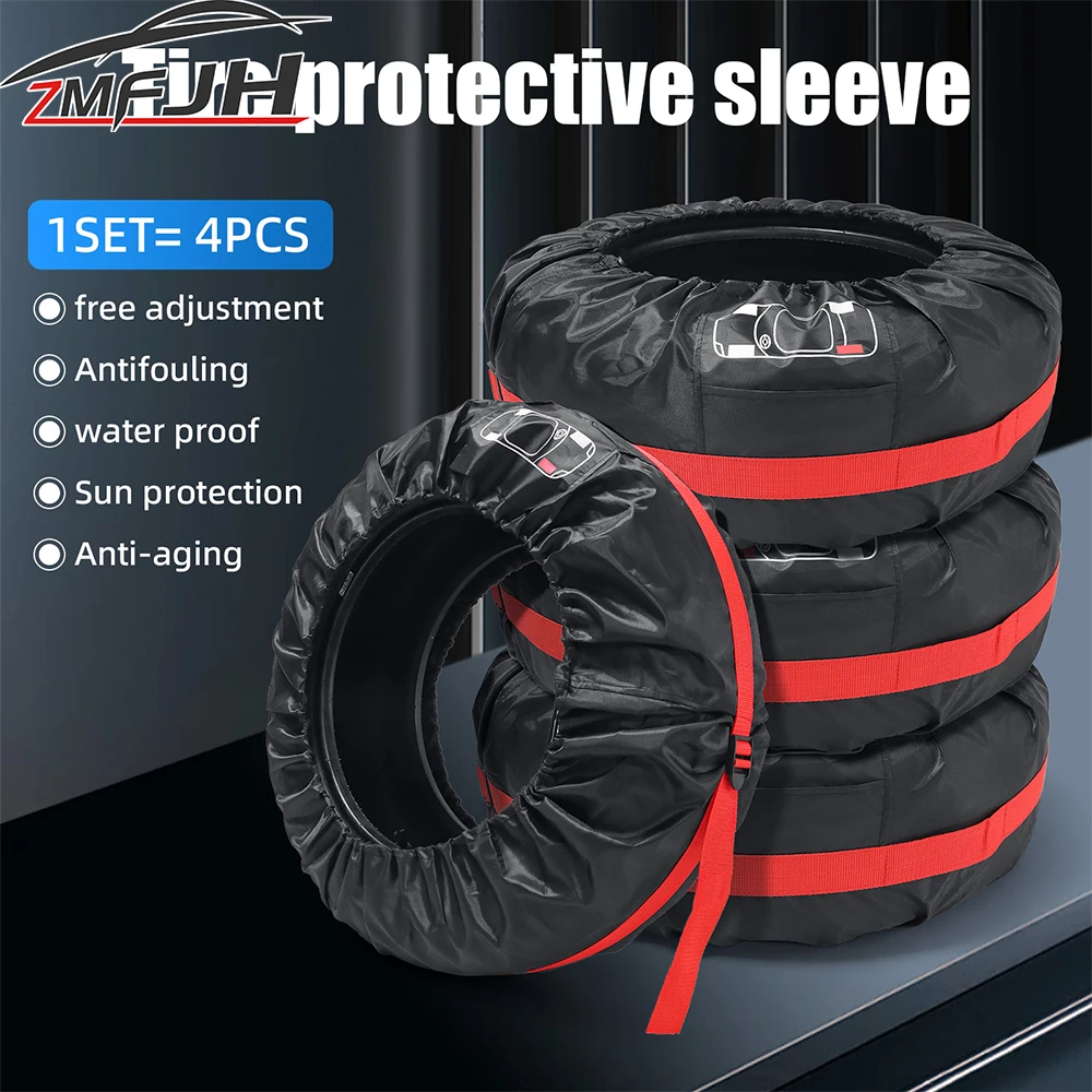 Universal 4PCS Car Tire Cover Case Car Spare Tire Cover Storage Bag Wheel Tire Cover Portable Tyre Accessories Wheel Protector