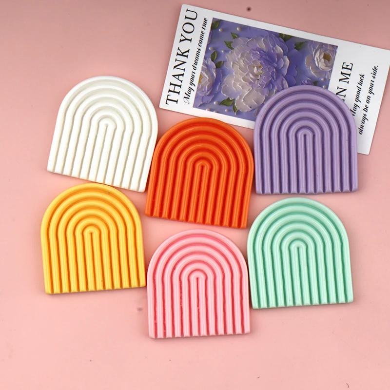 10/100pcs Ribbed Rainbow Arch Resin Decor DIY Resin Handmade Ornament Craft Making Home Dollhouse Decor Accessories