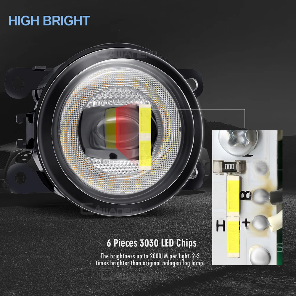 3in1 Car LED Fog Light Angel Eye Fog Turn Signal Daytime Running Lamp 30W 12V For Nissan Safari Patrol Y61 Facelift 2005-2009 view 4