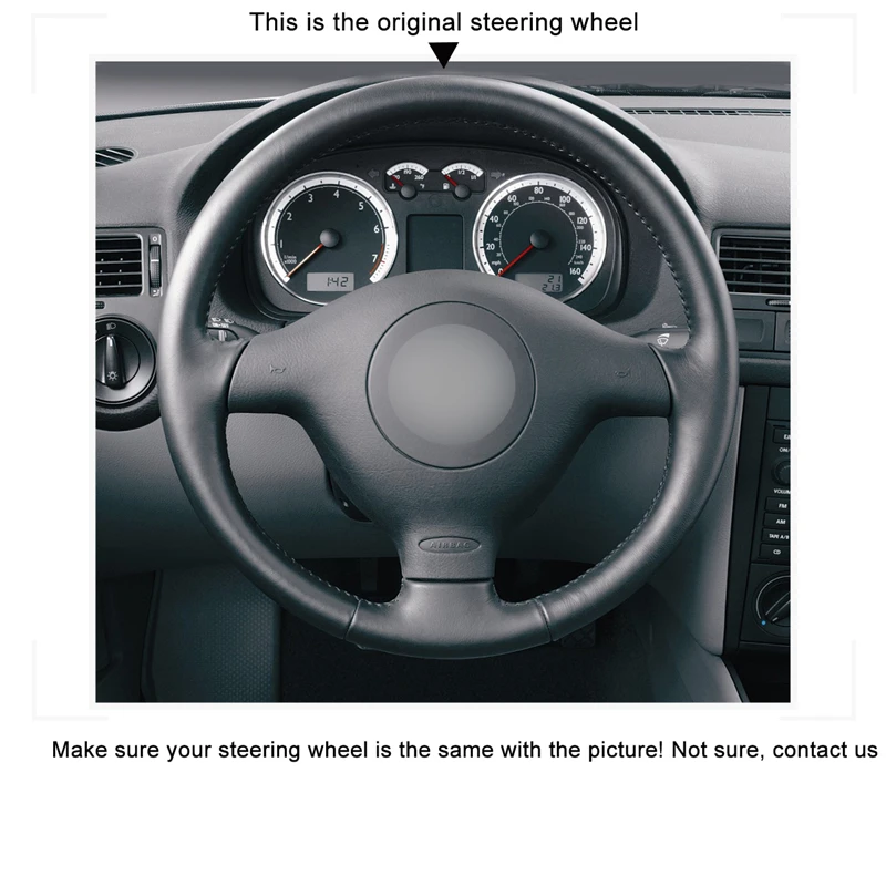 Black Suede DIY Car Steering Wheel Cover for Seat Leon MK1 Volkswagen VW Golf 4 IV Passat B5 Variant Polo Skoda Fabia 1