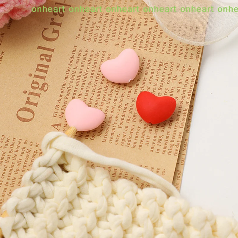 [C]6pcs Knitting Needle Point Protectors Point Needle Stoppers Heart Shaped Stitches Stoppers Needle Caps Knitting Accessories