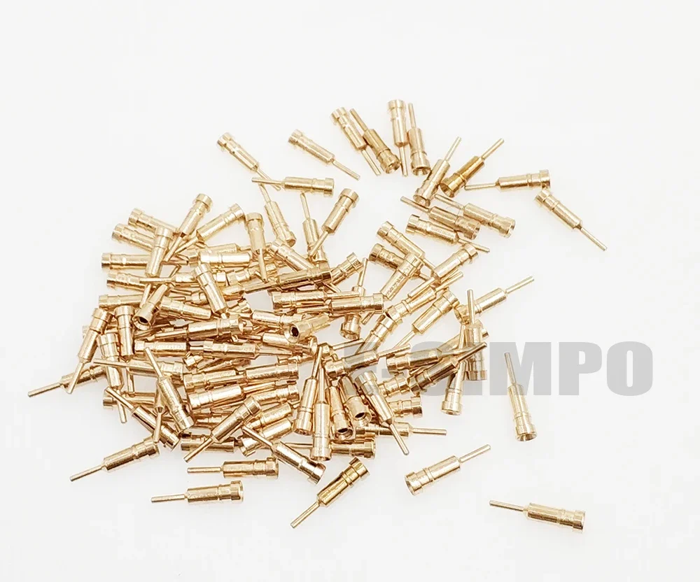 1000 sztuk D0.5mm D0.45-0.6mm PCB złoty okrągły żeński męski Pin czujnik kryształowe gniazdo Dim1.4*7.4mm, bez tworzywa sztucznego dla 2.54 otwór Pin Header