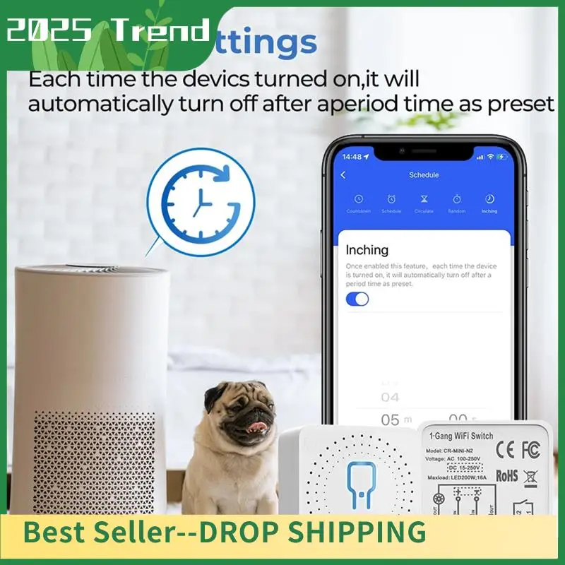 AD33 HOT Tuya Wifi RF433 Smart Switch Module With Remote Control Home Automation DIY MINI Breaker Relay For Alexa Smart Easy Ins