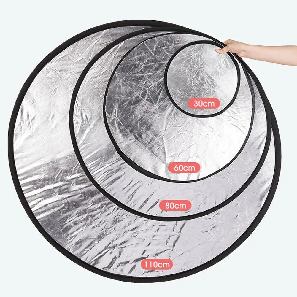 5 in 1 Collapsible Round Photography Reflector Photo Studio Outdoor Light Diffuser Multi-Disc with Carry Bag 30 40 80 110cm 2in1