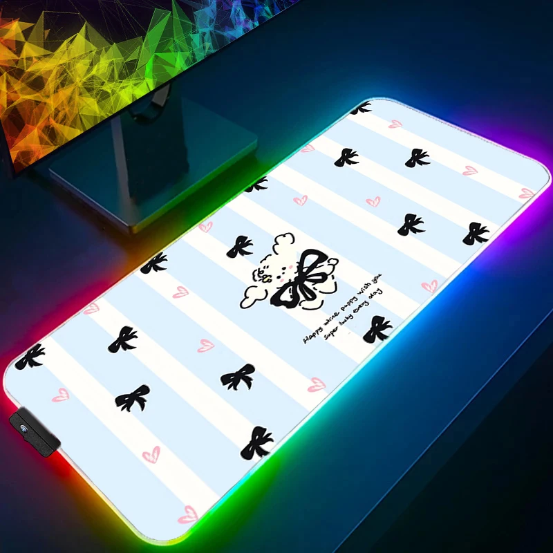 

Mouse Pad RGB Laptop Anime Gamer Tablet Varmilo Keyboard Pad LED PC Sweet Little Dog Carpet Kawaii Gaming Accessories Mousepad