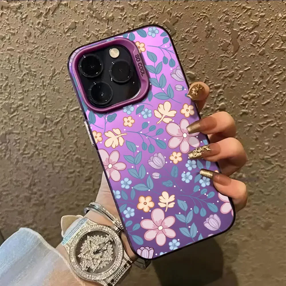 Trendy Flower Printing Matte IMD Case For Vivo S18 Pro S17 S16 Pro 5G T3 T2 Phone Funda For Vivo S18 Pro 17 S16Pro Back Cover image 4
