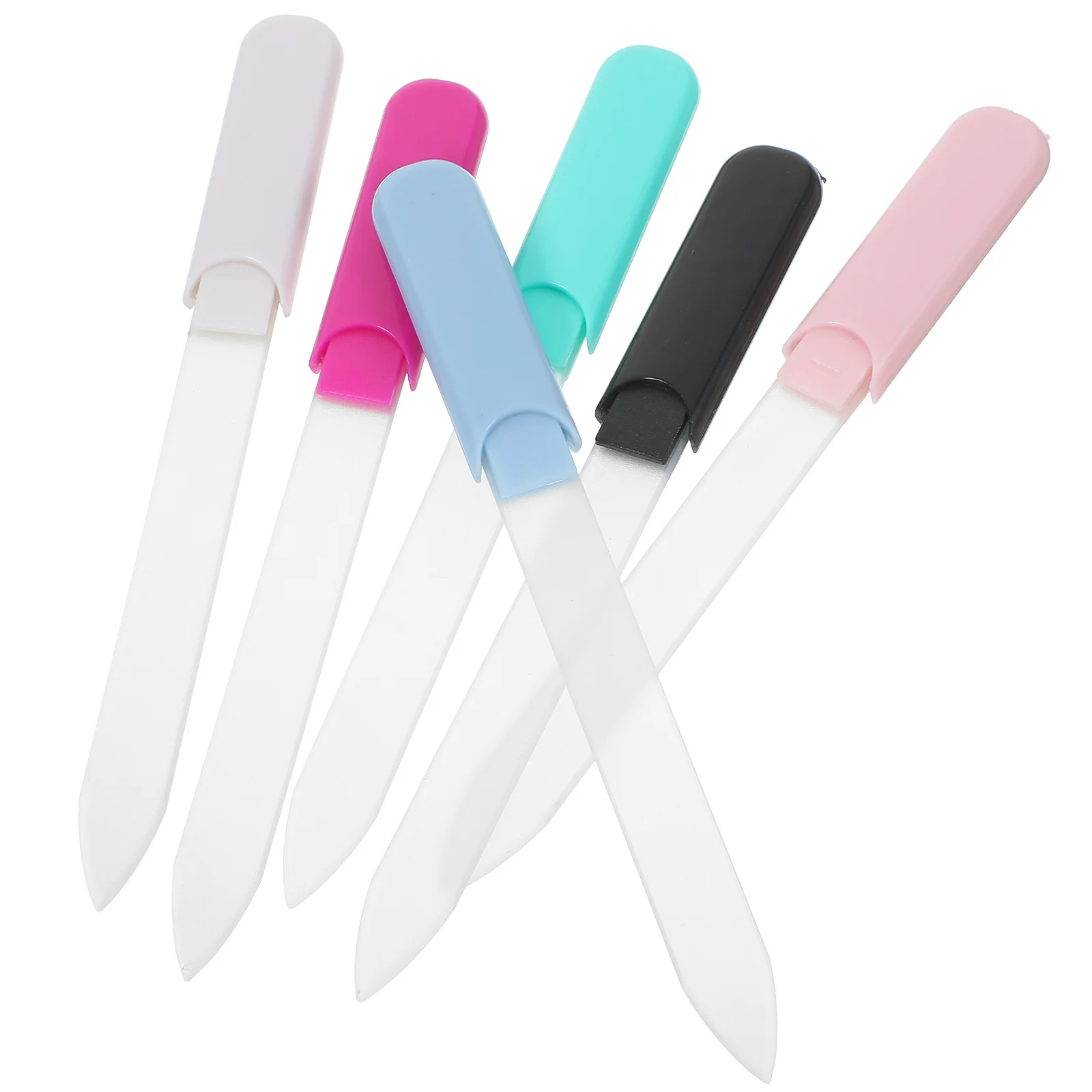 6 stuks glazen nagelvijlen kleine draagbare nagelbuffers fijne korrel manicure pedicure gereedschap voor natuurlijke en acryl nagels salongebruik