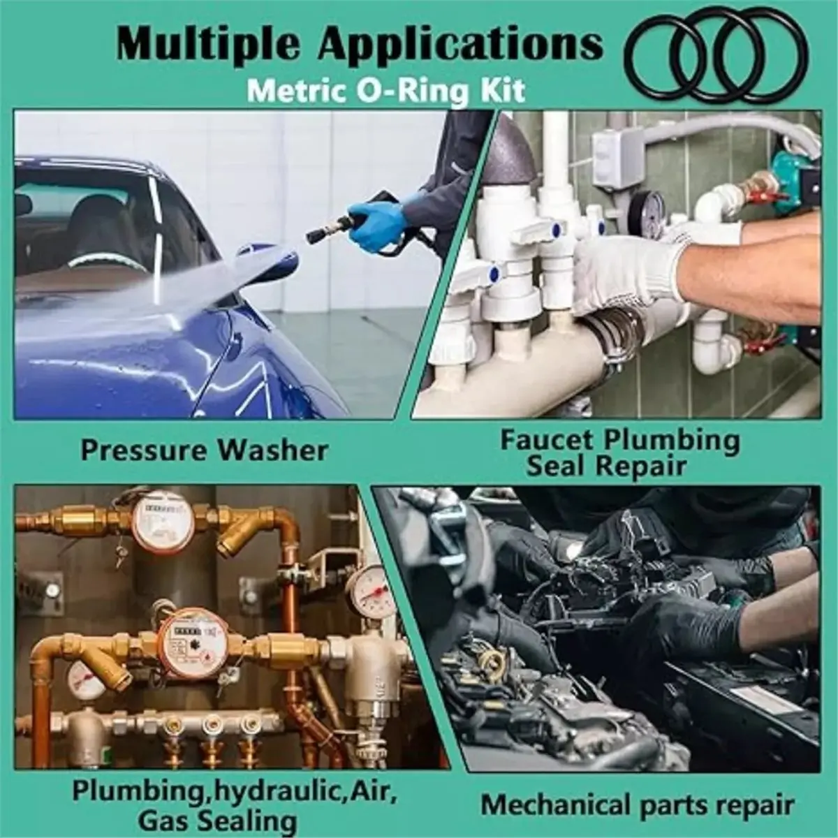 AA14 1020 Pcs Nitrile O-Ring Repair Kit Sealing Ring Set,20 Size Metric O Ring Assortment Set for Car Repair,Faucet &Plumbing