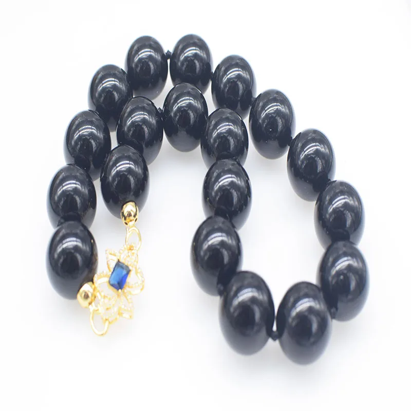 黒瑪瑙ラウンドビーズネックレス-20mm-45cm-長さ-卸売-ジュエリーアクセサリー