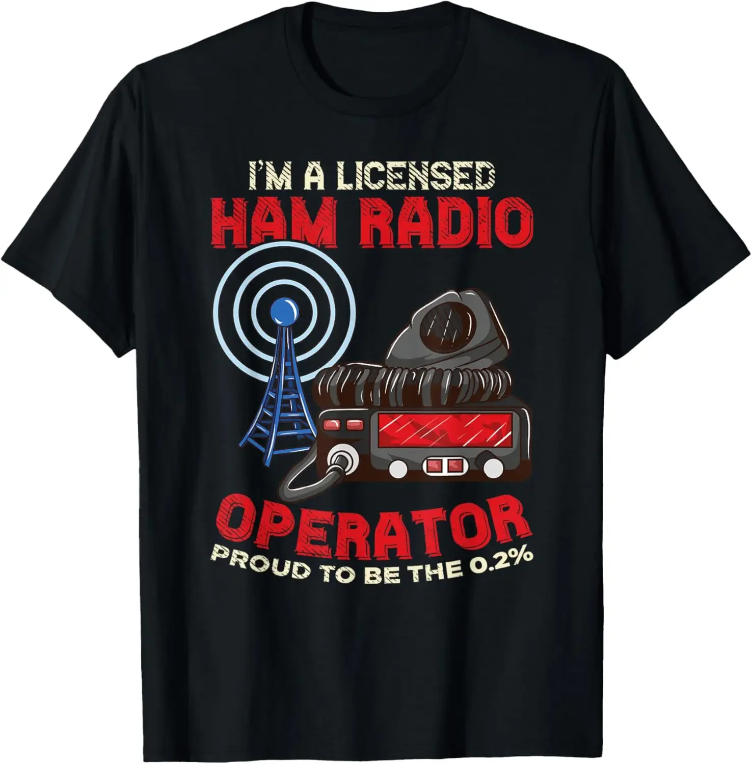 

Licensed Ham Radio Operator Proud Percent Graphic Tee Soft Cotton Short Sleeve T-Shirt for Men