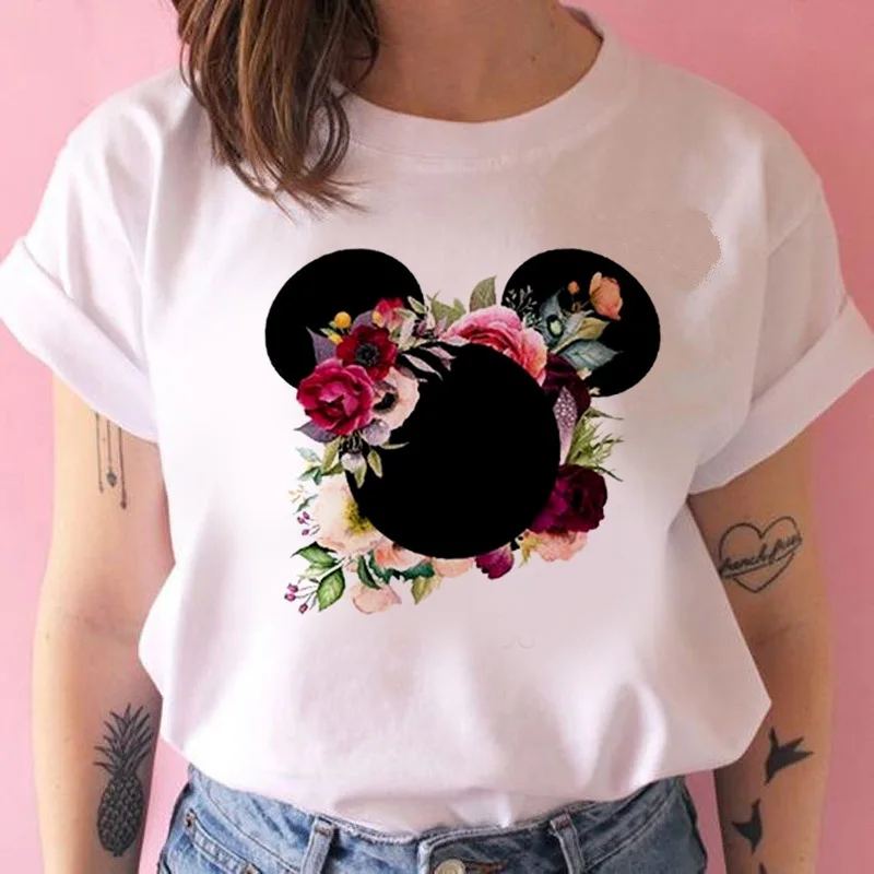 2025 Summer Fashion New Mickey and Minnie 2025 Cute Printed Y2k Women's T-Shirt Women's Short Sleeve T-Shirt Loose Casual Top