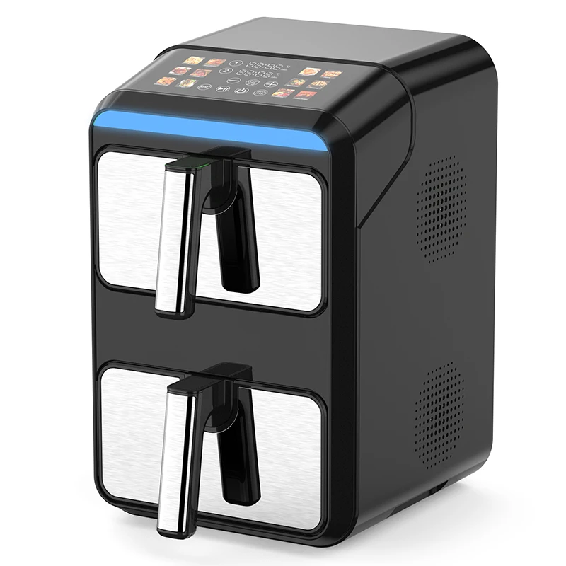 New 4.5L+4.5L Double Stack Air Fryer 12 Color Presets with Two Cooking Zones Separate Control Visible Window Air Fryer Oven