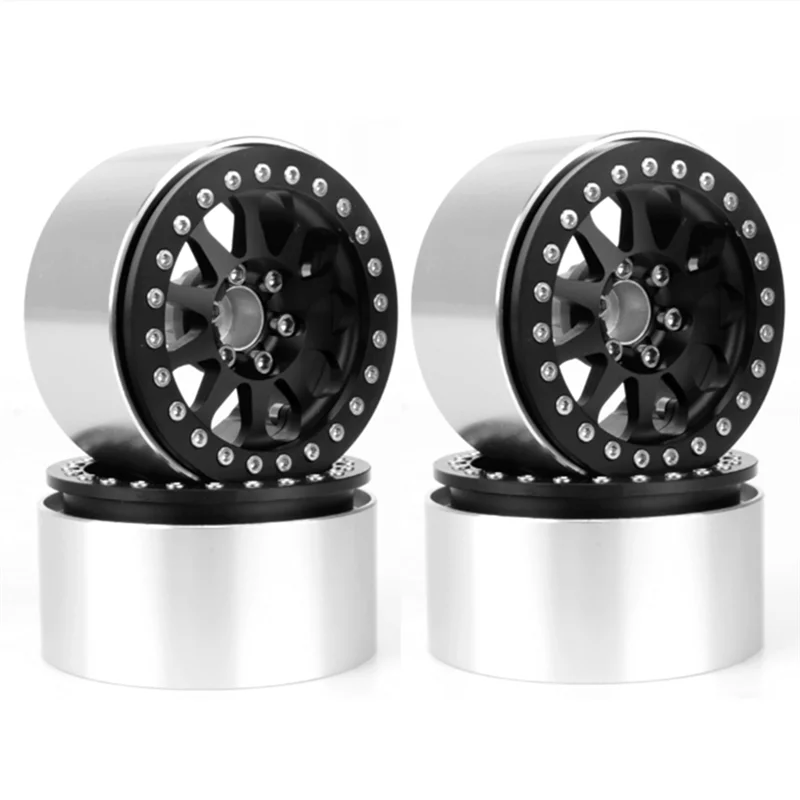 Llanta de metal Beadlock de 2,2 pulgadas para 1/10 coche trepador de control remoto Axial SCX10 90046 III CAPRA RR10 Wraith RBX10 Yeti 2,2 neumáticos, 9