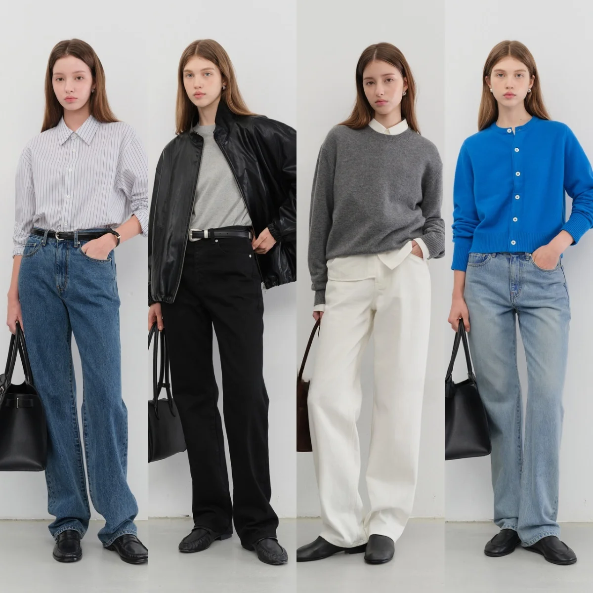 

Classic Cotton Denim Jeans mid High Waist Casual Straight Leg Pants Slimming Effect Versatile Commute Casual Cotton Jeans
