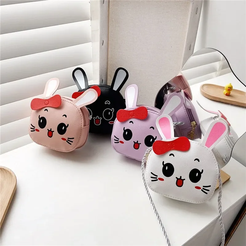 Cute Kids Rabbit Shoulder Bag Cartoon Children Crossbody Bags PU Leather Mini Handbag Princess Fashion Girls Coin Purse Wallet