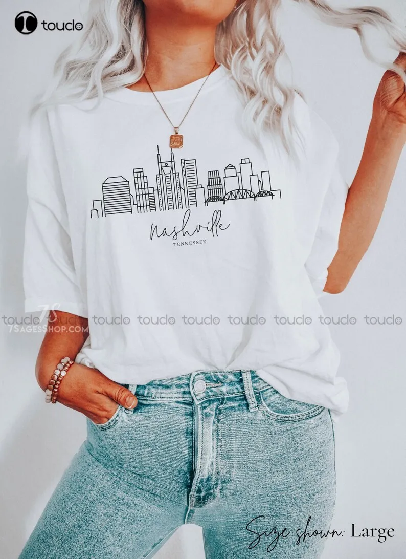 Nashville Skyline Shirt | Nashville Tshirt | Bachelorette Tennessee Shirts | Cityscape Skyline Art Gift | Soft Crewneck Tee