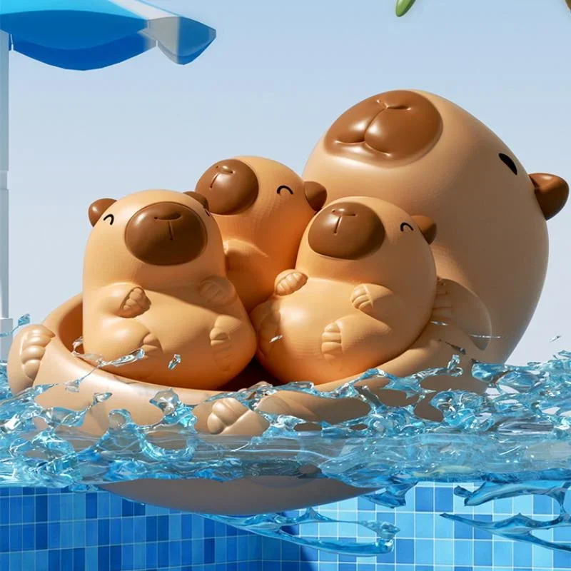 1 مجموعة الطفل الأم الحيوان ختم حوض لعبة العائمة التفاعلية المياه اللعب كابيبارا الحيوان للاستحمام بركة الشاطئ حوض الاستحمام اللعب #1