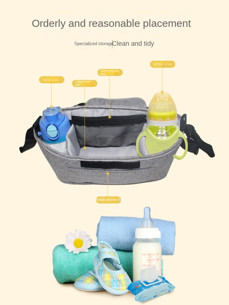 Kinderwagen Opbergtas Organizer Universeel Linnen Hoge Capaciteit Multi-Layer Schouder Hang Luier Tas Cup Houder Baby Accessoires